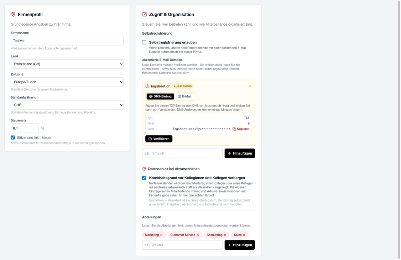 Teamverwaltung für mehrere Firmen